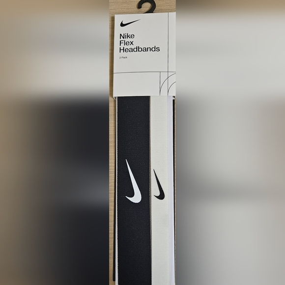 2 PCS NIKE SOFT FLEX HEADBANDS UNISEX HEADBAND BLACK WHITE - Picture 4 of 5